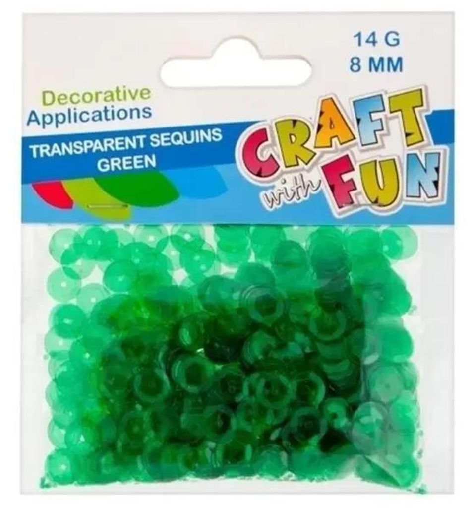 Transparente Pailletten, 8 mm, grün – Craft with Fun