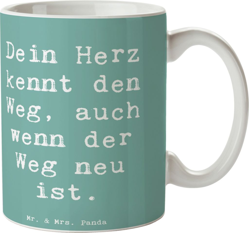 Mr. & Mrs. Panda Kaffeebecher Spruch Trennung von den Eltern - Meeresbrise - Geschenk, liebevolle Botschaft, Vertrauem, Trost, Tasse mit, Herausfor...