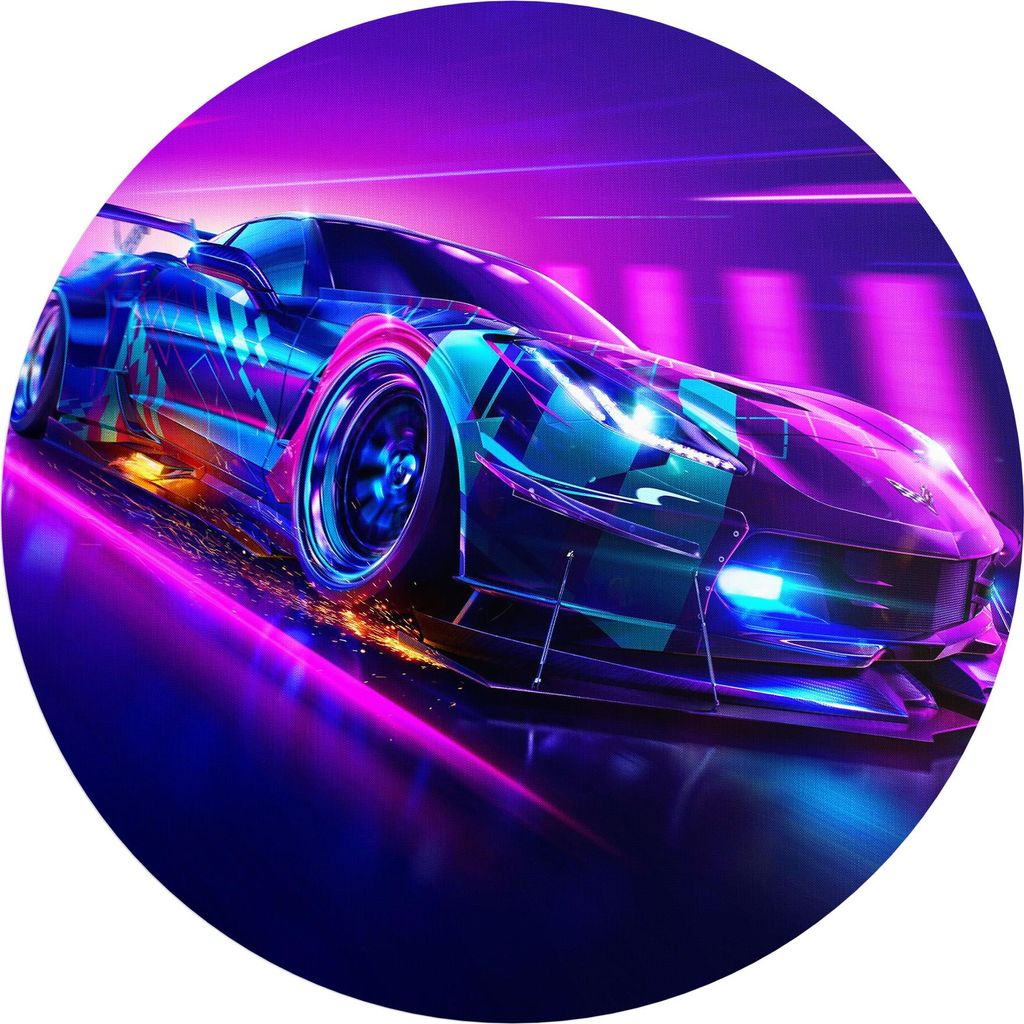 DEQORI Fototapete rund Ø 100 cm 'Corvette Verfolgungsjagd' Wand Tapete Leinwand Sticker