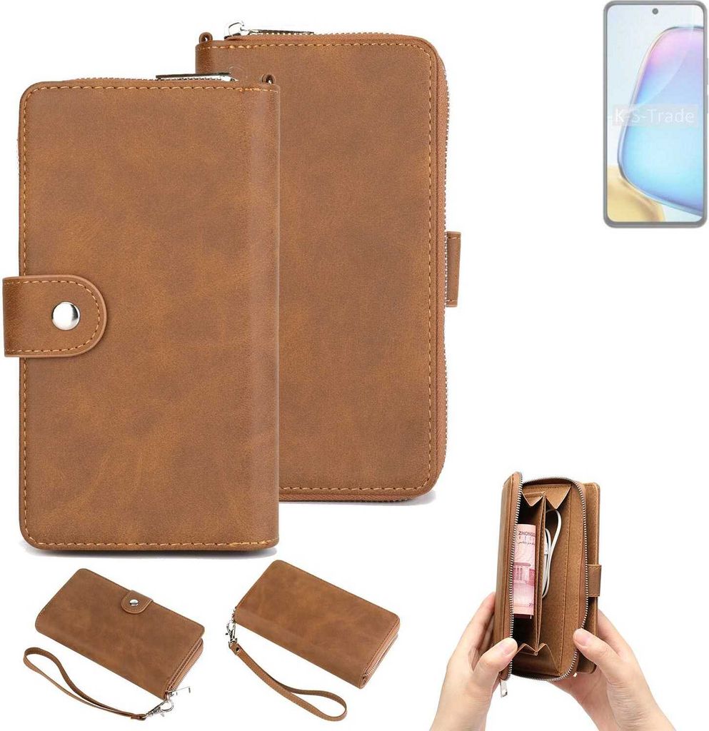 K-S-Trade Handyhülle Schutzhülle kompatibel mit Vivo Y200t & Portemonnee Tasche Handytasche Case Etui Geldbörse Wallet braun (1x)