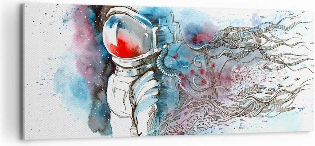 Bild auf Leinwand - Leinwandbild - Astronaut Universum Astronomie Entdecker - 100x40cm - Wand Bild - Wanddeko - Leinwanddruck - Bilder - Kunstdruck...