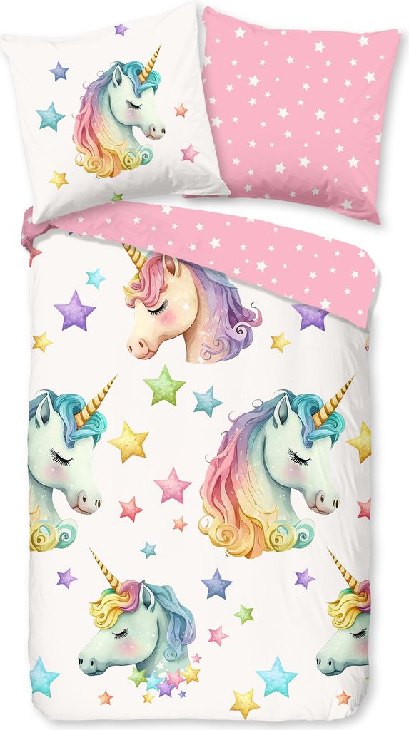 Duvet cover Pure 135x200 + 1* 80x80 cm - rainbow unicorn Produktbild 