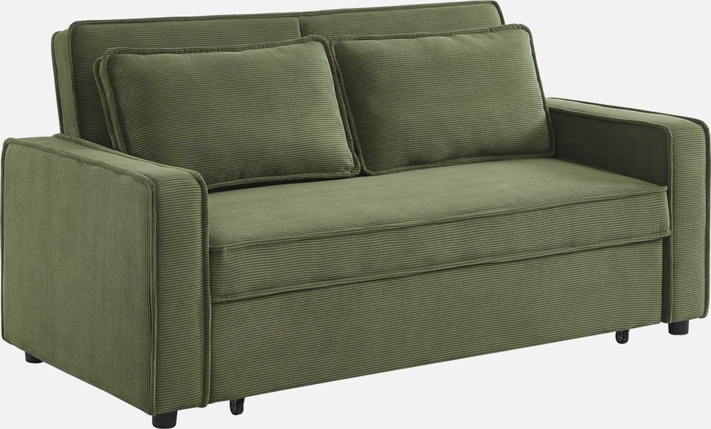 sweeek - 3-Sitzer Schlafsofa mit Cordbezug B 172,5 x T 91,5 x H 88,5cm - Chill - Khaki