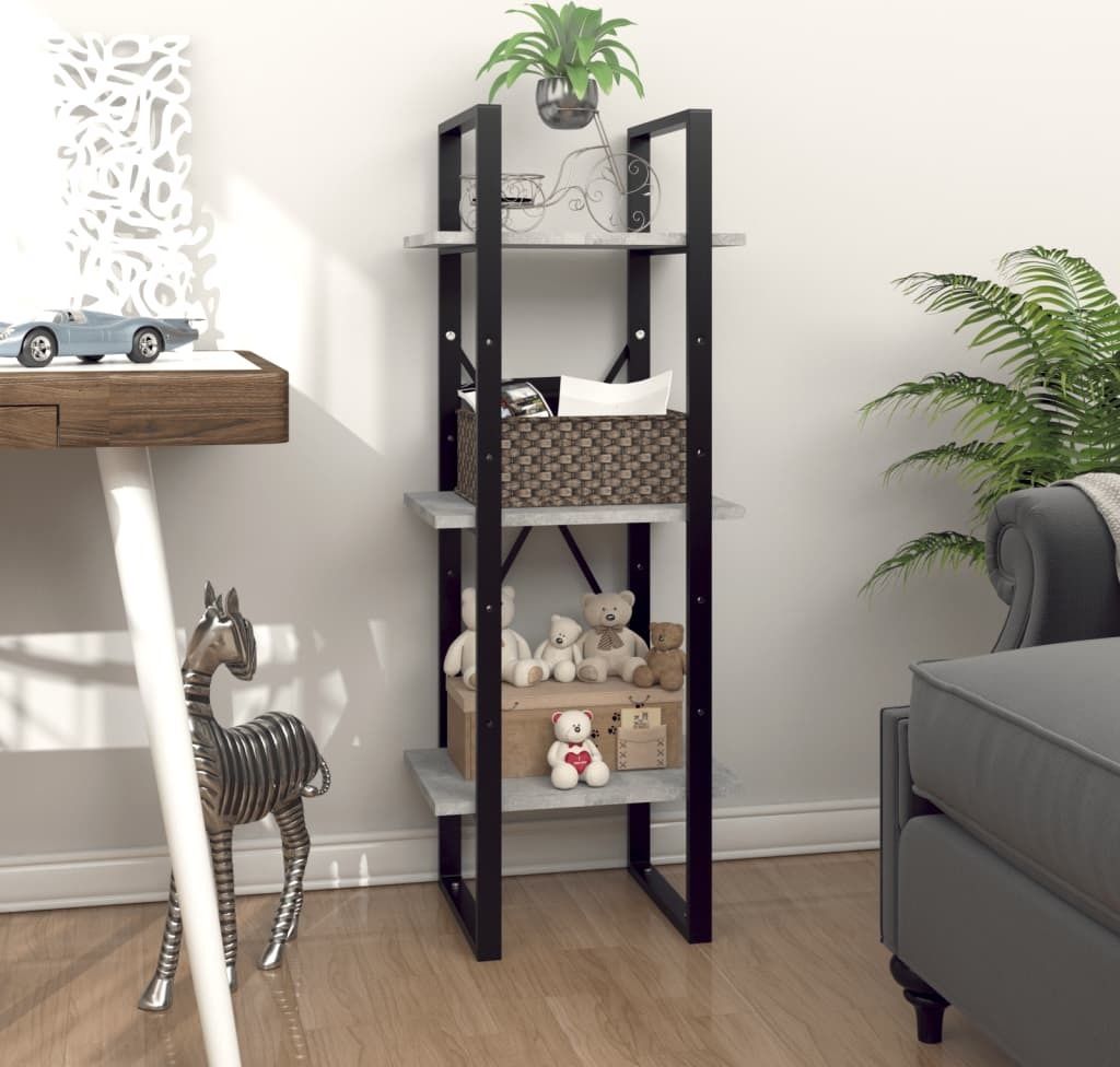 Maison Exclusive - Bücherregal 3 Fächer Betongrau 40x30x105 cm Holzwerkstoff