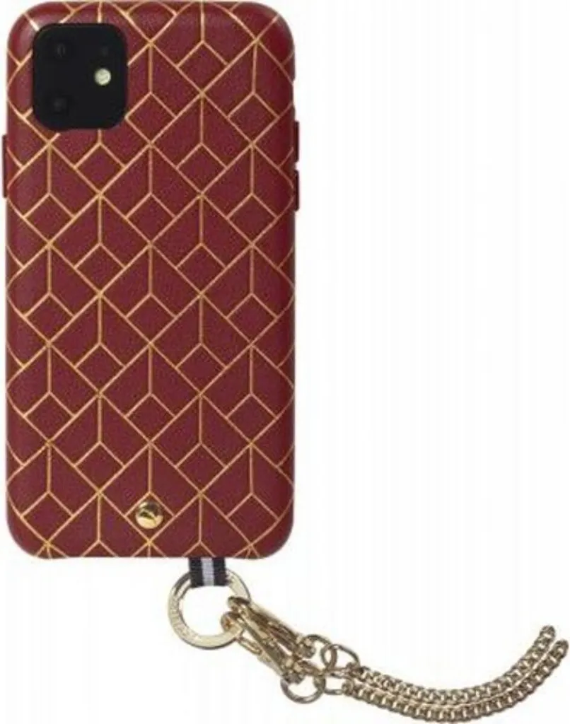 Protection iPhone 11 cuir bordeaux St Germain style sac avec bandoulière