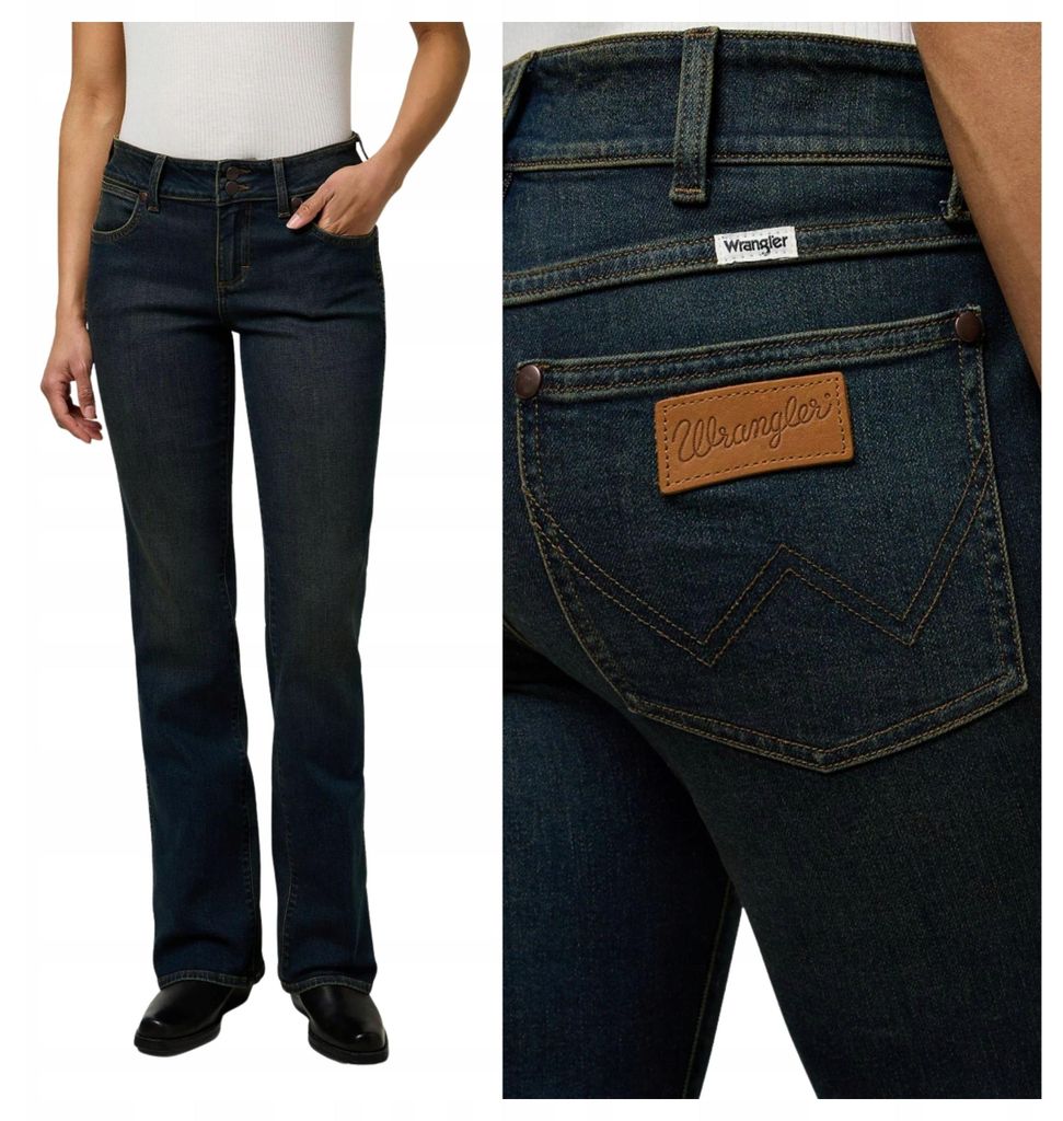 Wrangler | Damenjeans Low Rise Bold Boot schwarz Denim Stretch Bootcut Low Waist modern W27 L30