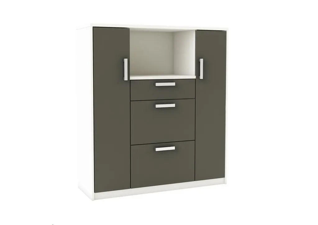 Buffet de cuisine pour micro-ondes FLAVOR gris anthracite 132cm haut
