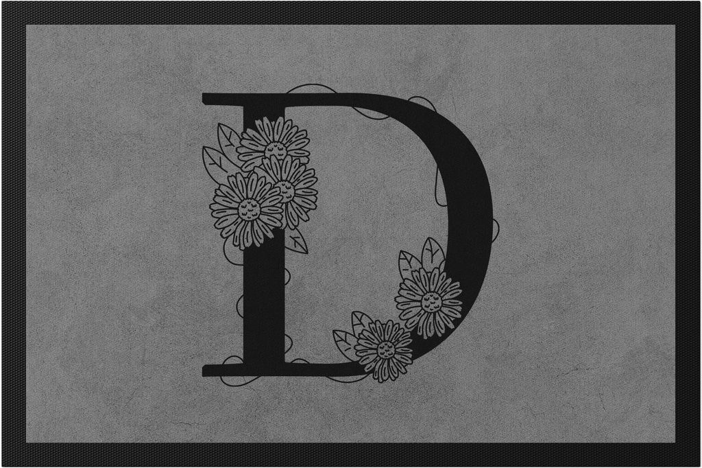 Buchstaben- D mit Buchstabe Alphabet Monogramm Blumenmotiv Geschenkidee Anfangsbuchstabe