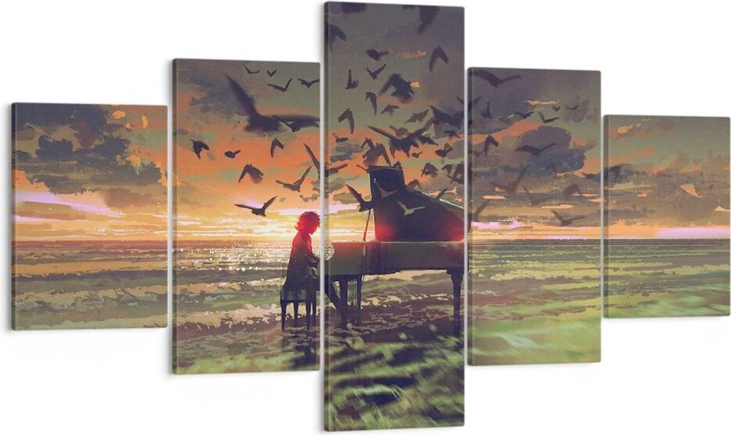 Bild auf Leinwand - Leinwandbild - Klaviermusik - 125x70cm - Wand Bild - Wanddeko - Wandbilder - Leinwanddruck - Bilder - Kunstdruck - Wanddekorati...