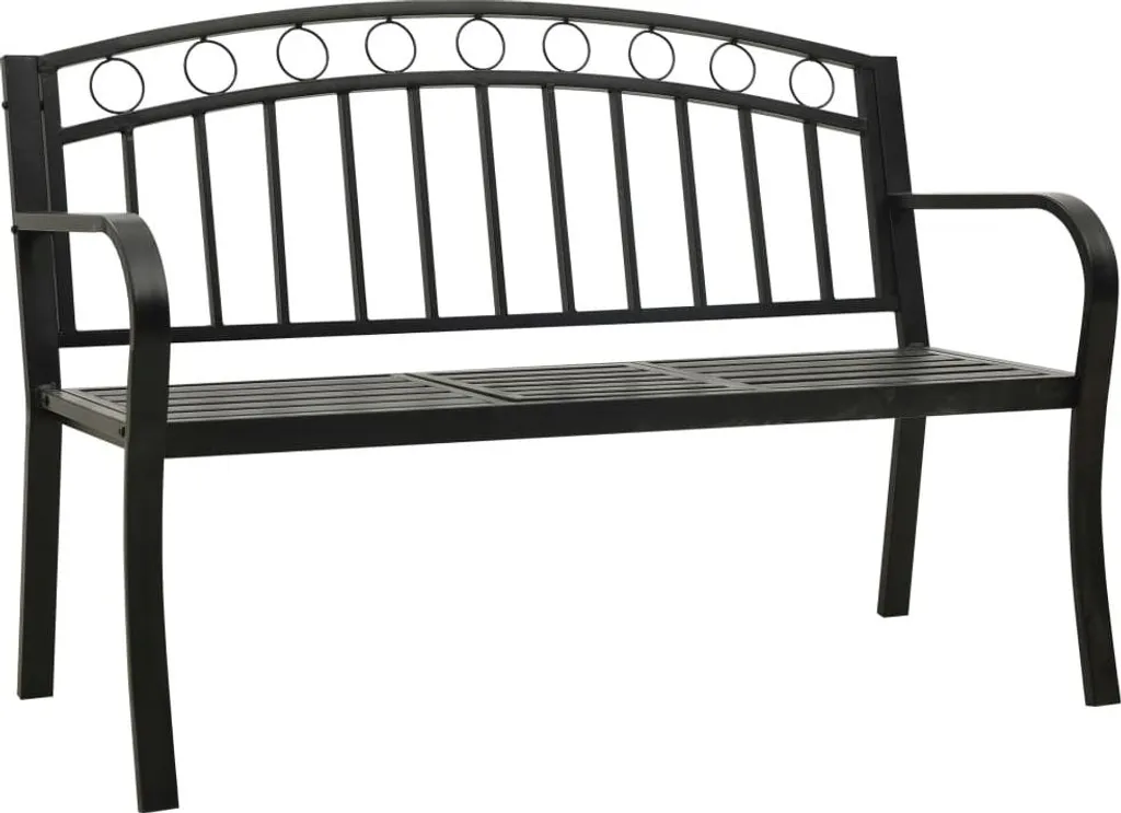Panchina da Giardino in Acciaio 120 cm con Tavolino Nero Centrale