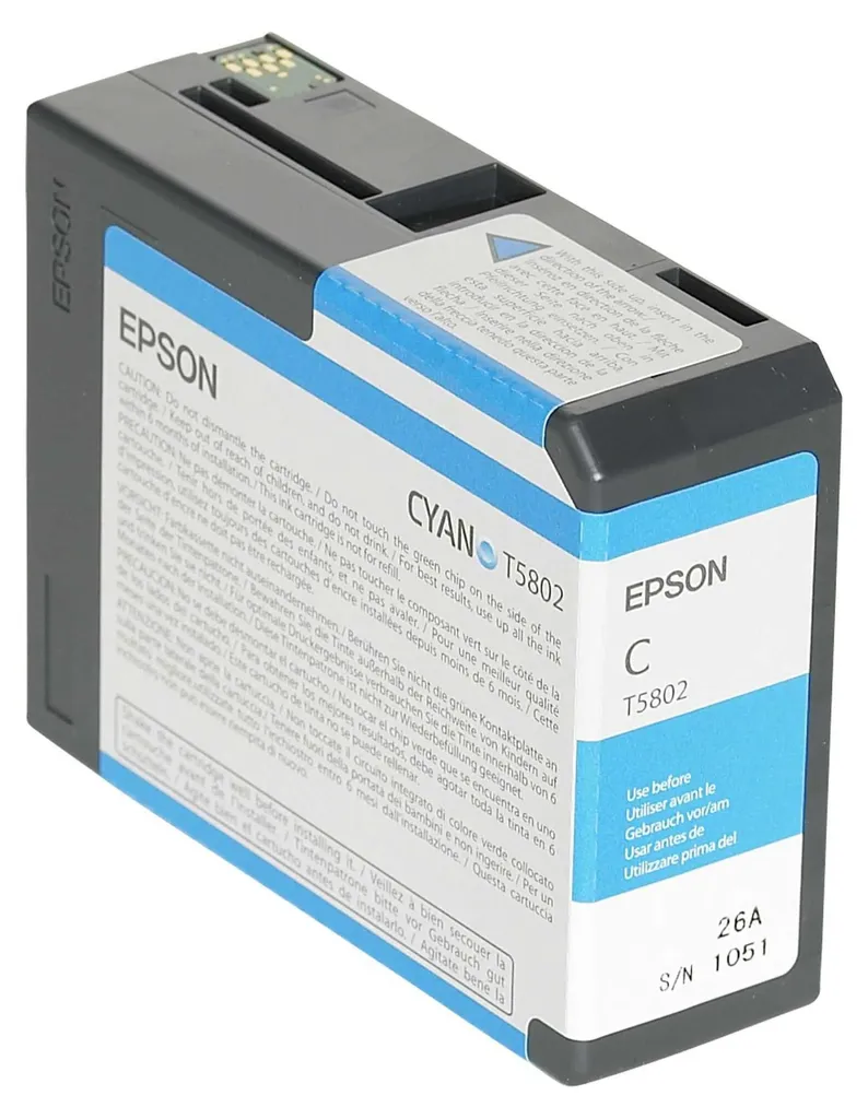 Cartouche d'encre Cyan Epson T5802 80ml pour Imprimante Stylus Pro 3880