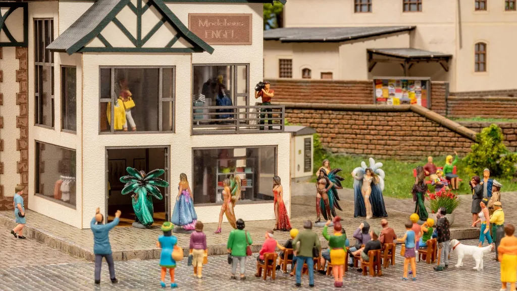 Personnages miniatures HO magasin de mode pour maquette de train