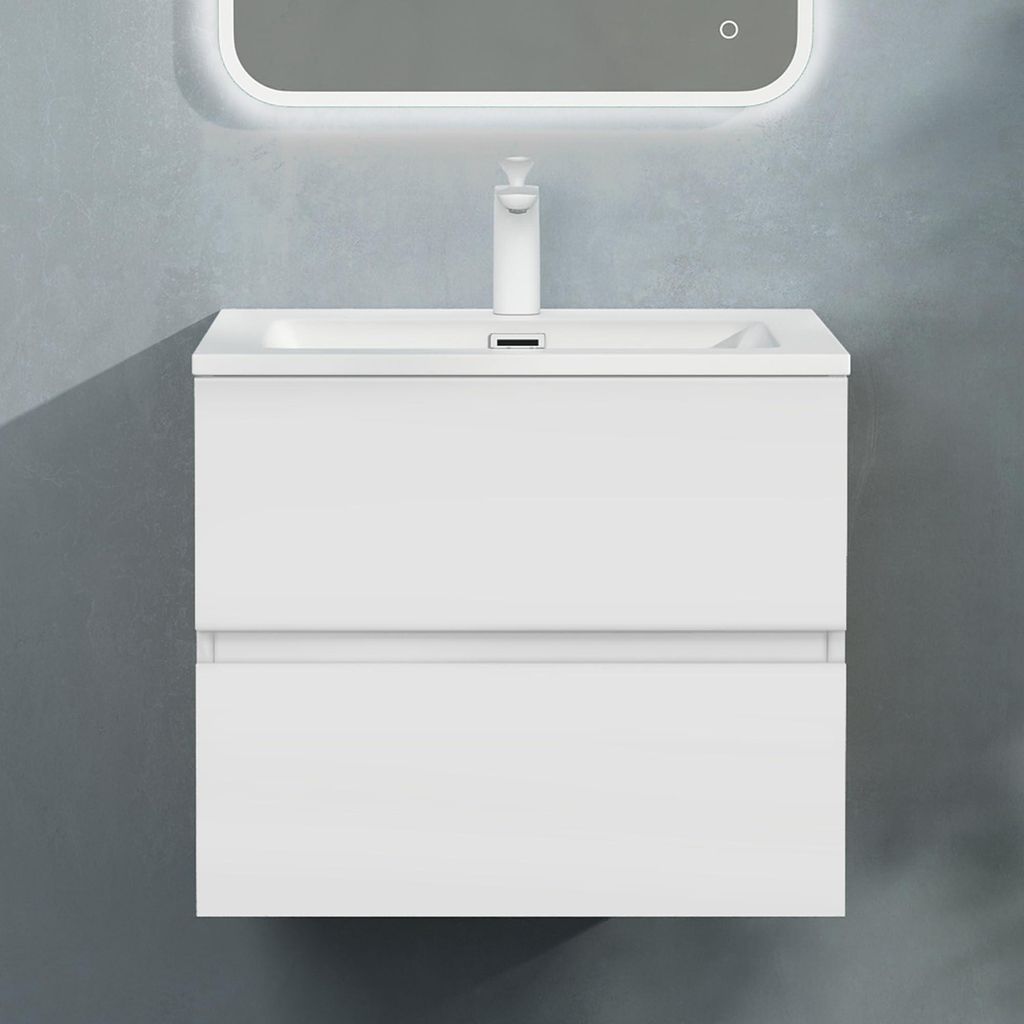 doporro Meuble de Salle de Bain Suspendu Blanc Mat Image du produit 