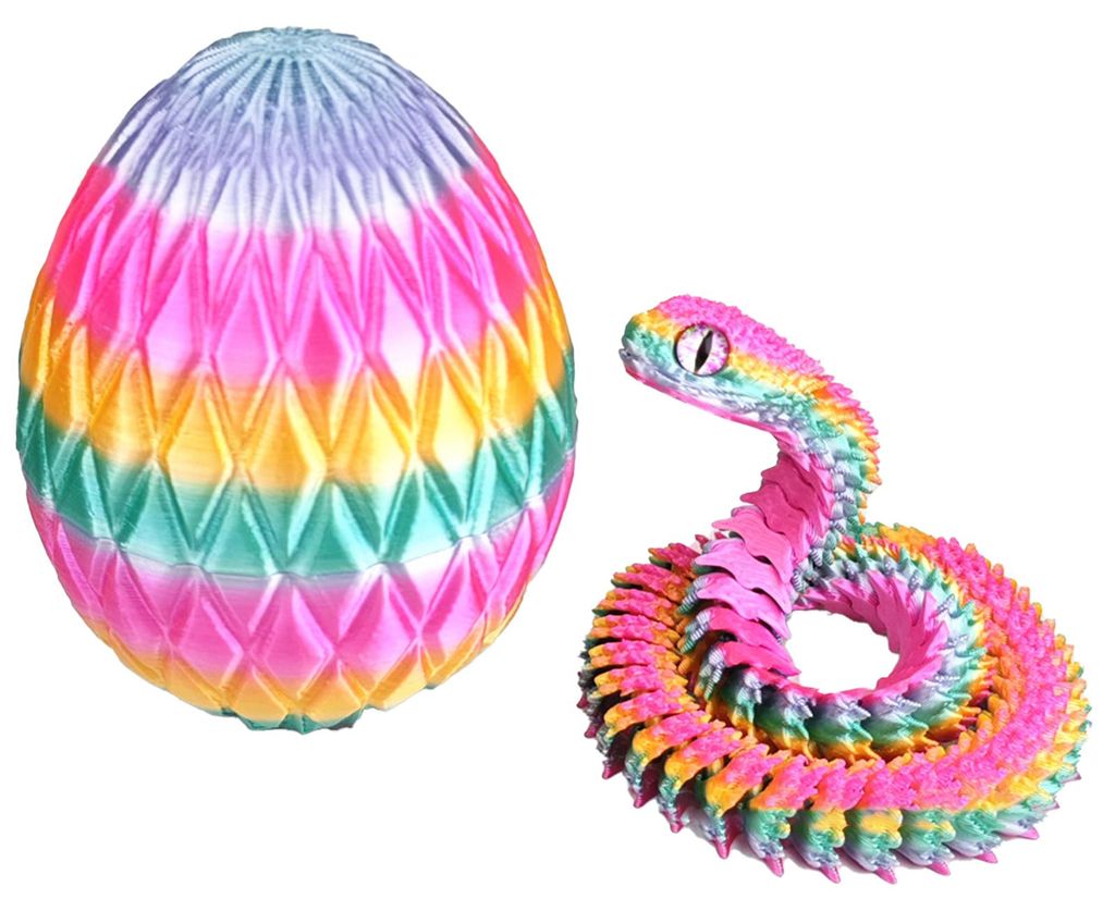Schlangenei mit 3D-gedruckter Schlange im Inneren, bewegliche Gelenke, Schlangenfigur, bewegliche Schlange, Schreibtisch-Fidget-Toy, Dekoration, Or...