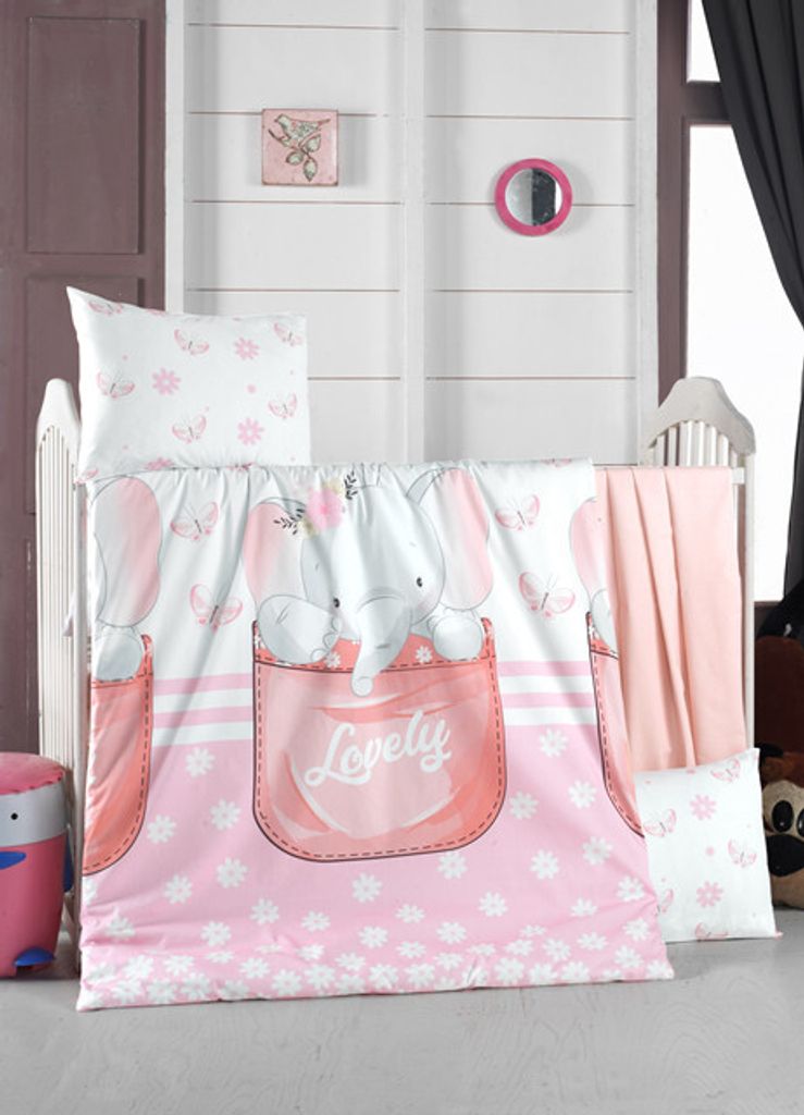 L'Essentiel Linge de Maison, Lovely, Baby-Bettbezug-Set, Weiß, 100 x 150 cm