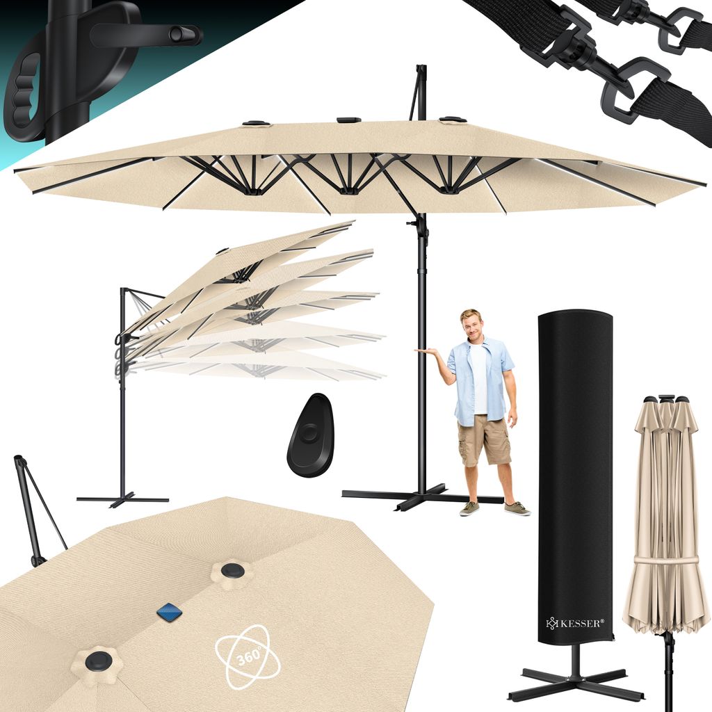 KESSER® Sonnenschirm Doppelsonnenschirm 4,6m x 2,7m | Produktbild