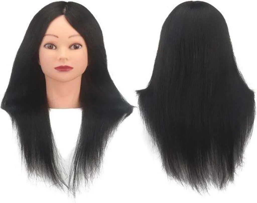 Mannequin de coiffure en cheveux naturels 18 pouces pour apprentissage