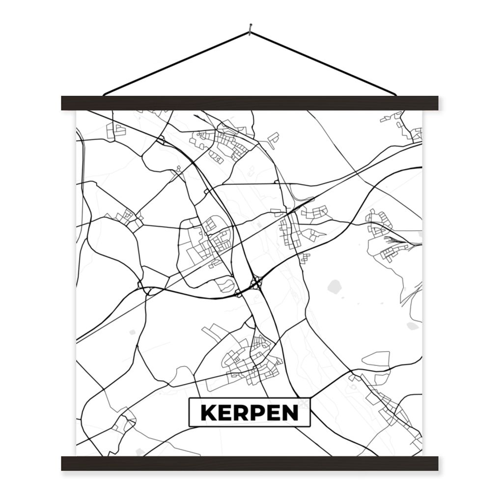 MuchoWow Textilposter Karte - Kerpen - Karte - Stadtplan 40x40 cm mit schwarzem Rahmen - Fotos