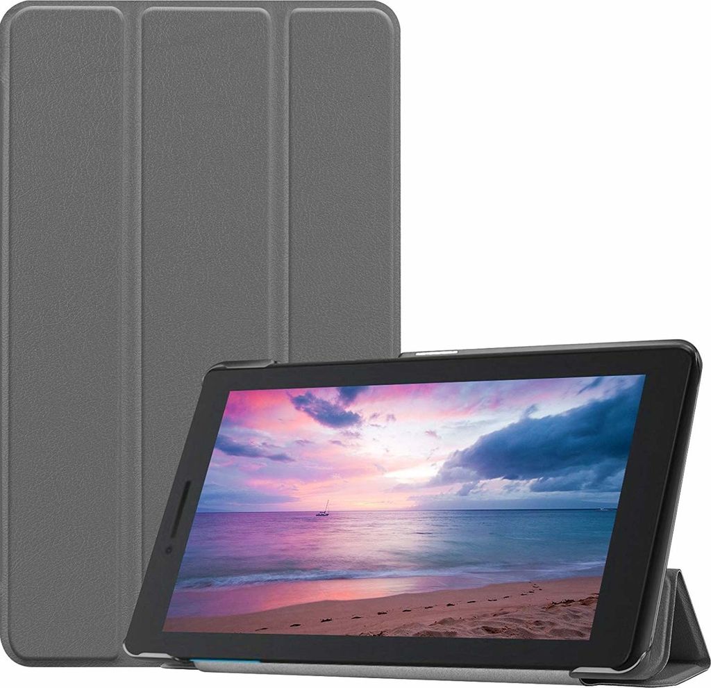 Case2go - Hülle kompatibel mit Lenovo Tab E8 8 inch (2019) - Mit Standfunktion - Kunstleder Tablet Case Schutzhülle - Grau