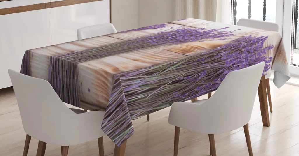 Tovaglia Esterno Lavabile ABAKUHAUS 140x200 - Fiori Lavanda Blu