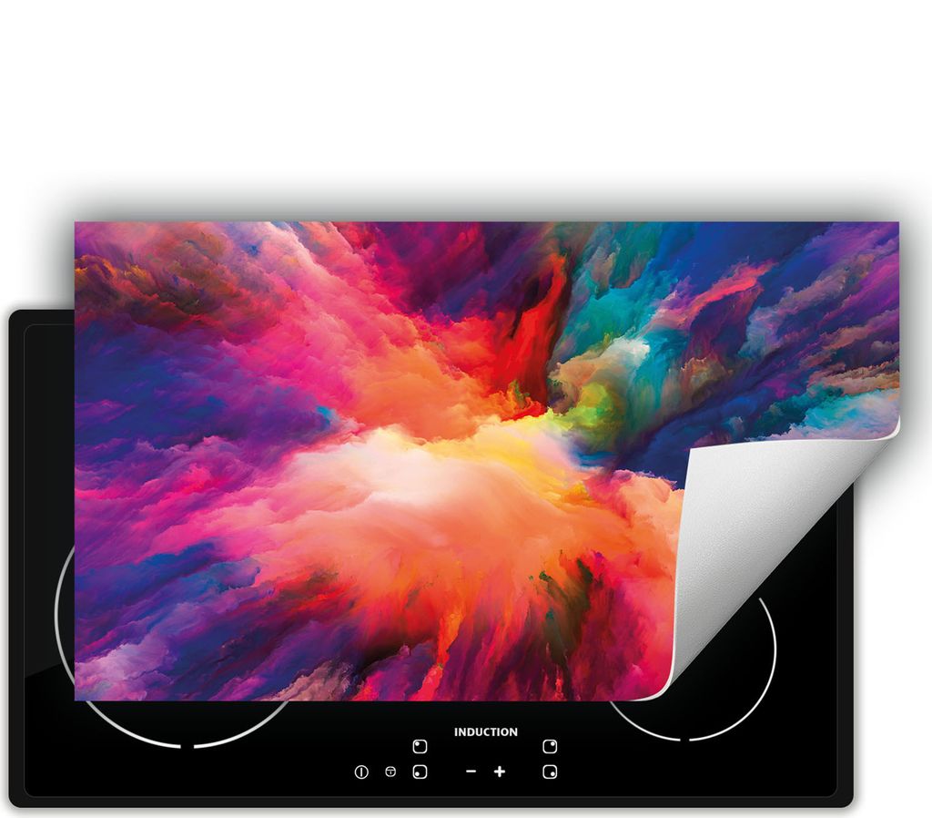 DarHaus Herdabdeckplatte 90x52 cm Anti Rutsch Matte Aufrollbar, bunt - Explosion