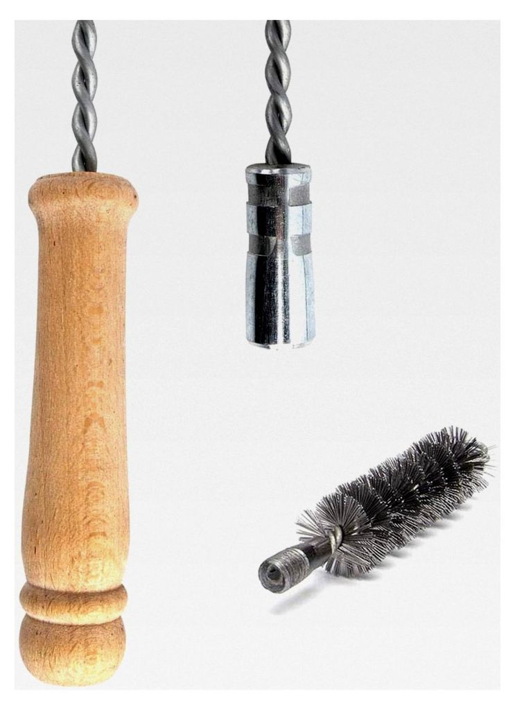 Schubstange mit Holzgriff M12, 80 cm und Heizkesselbürste Ø 40 mm zur Reinigung von Öfen und Schornsteinen