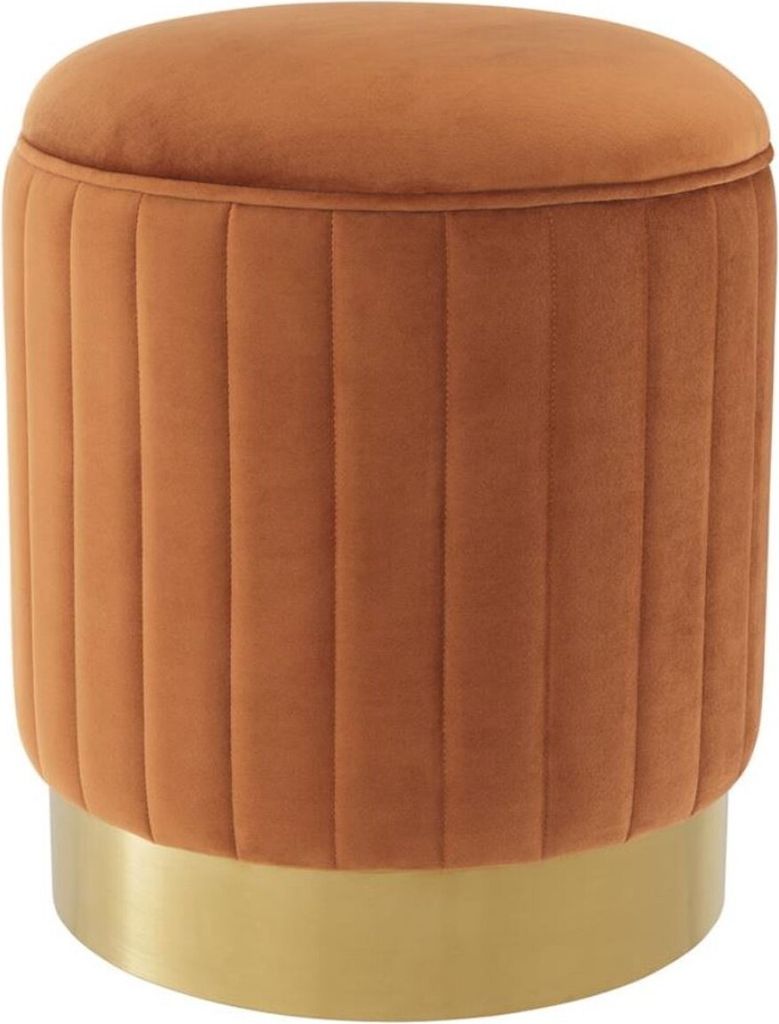 Casa Padrino Hocker Orange / Messing Ø 40 x H. 45 cm - Produktbild 