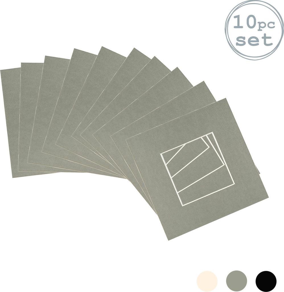 Nicola Spring 10pc Bild Photo Mounts Set - To Fit Frame-Größe 8 x 8 für Bildgröße 4 x 4 - Grau