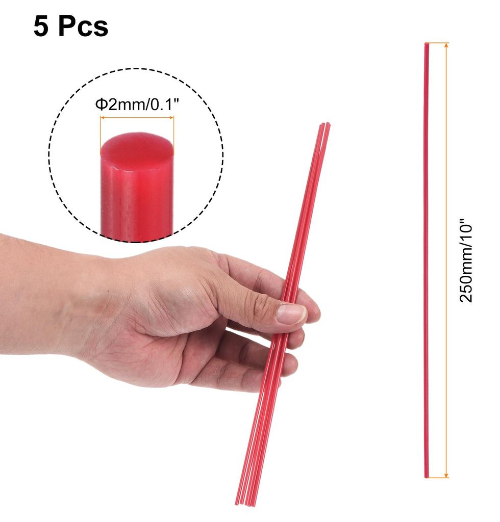 5 Stš¹cke Rote Kunststoffst?be 2 x 250mm ABS Styrol Rundstab Rundstab Massivstab DIY Modell fš¹r DIY Spielzeugbau Architekturmodellbau