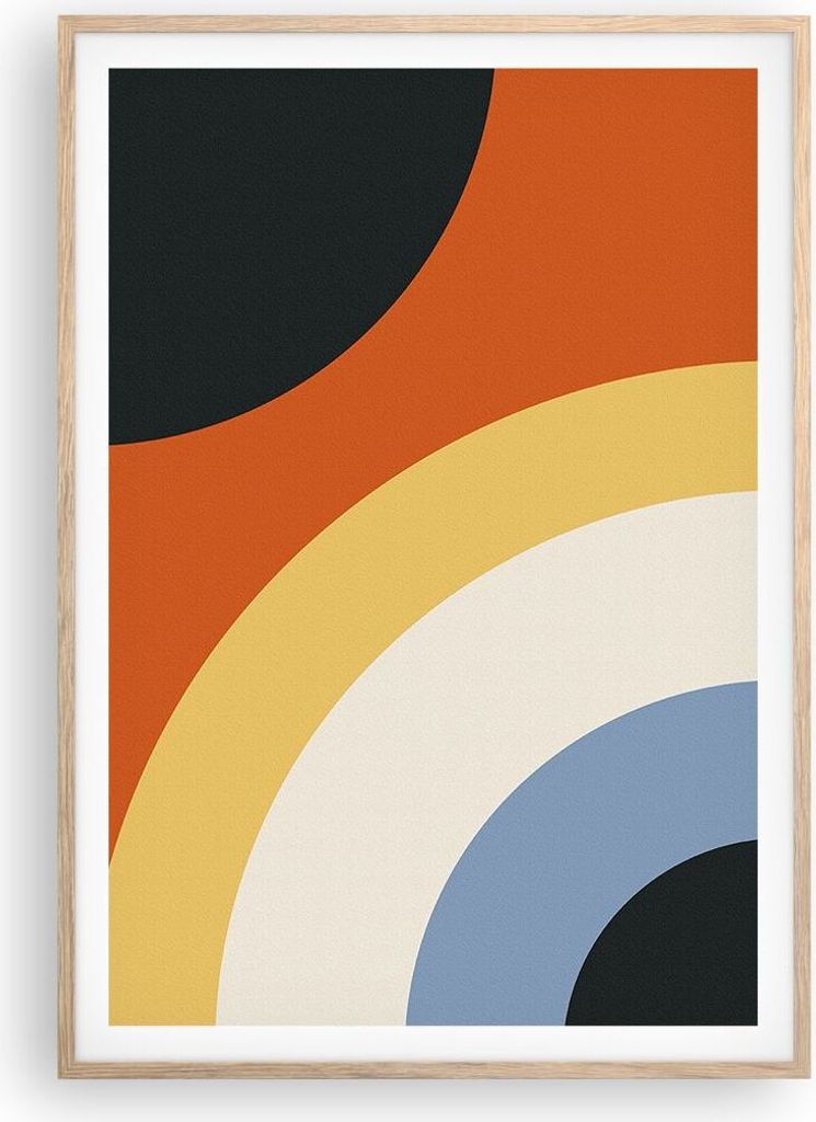 Gerahmtes Poster - Rahmen in heller Eiche - Abstraktion die Farben Radius - 70x100 cm - Wand Bild - Wanddeko - Wandbilder - Wandposter - Bilderrahm...