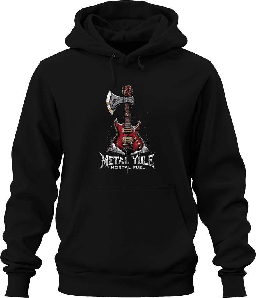 Metal Yule Mortal Fuel Weihnachtsmetal E Gitarre Rock Geschenk Uni Hoodie Kapuzenpullover, Schwarz, L