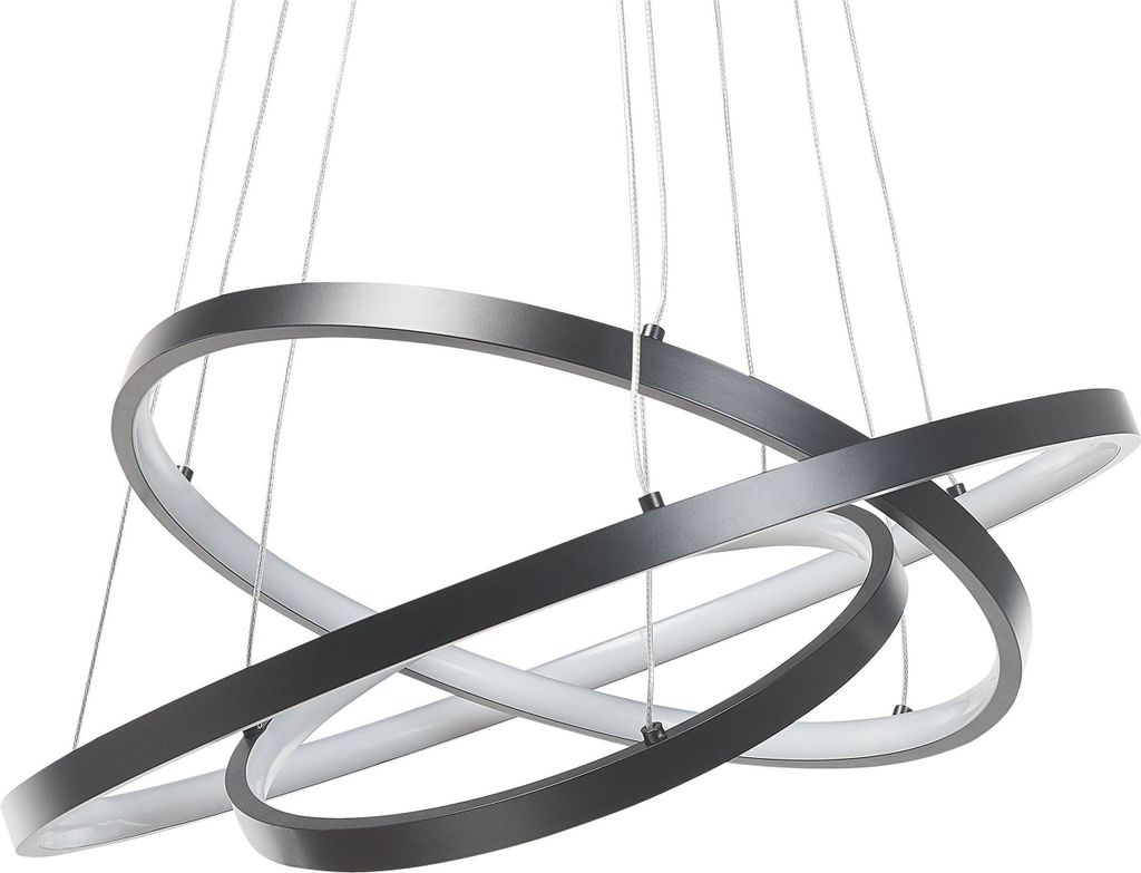 BELIANI Hängelampe LED Schwarz Metall dia. 30 - 50 cm Pendelleuchte für Esszimmer für Schlafzimmer für Wohnzimmer