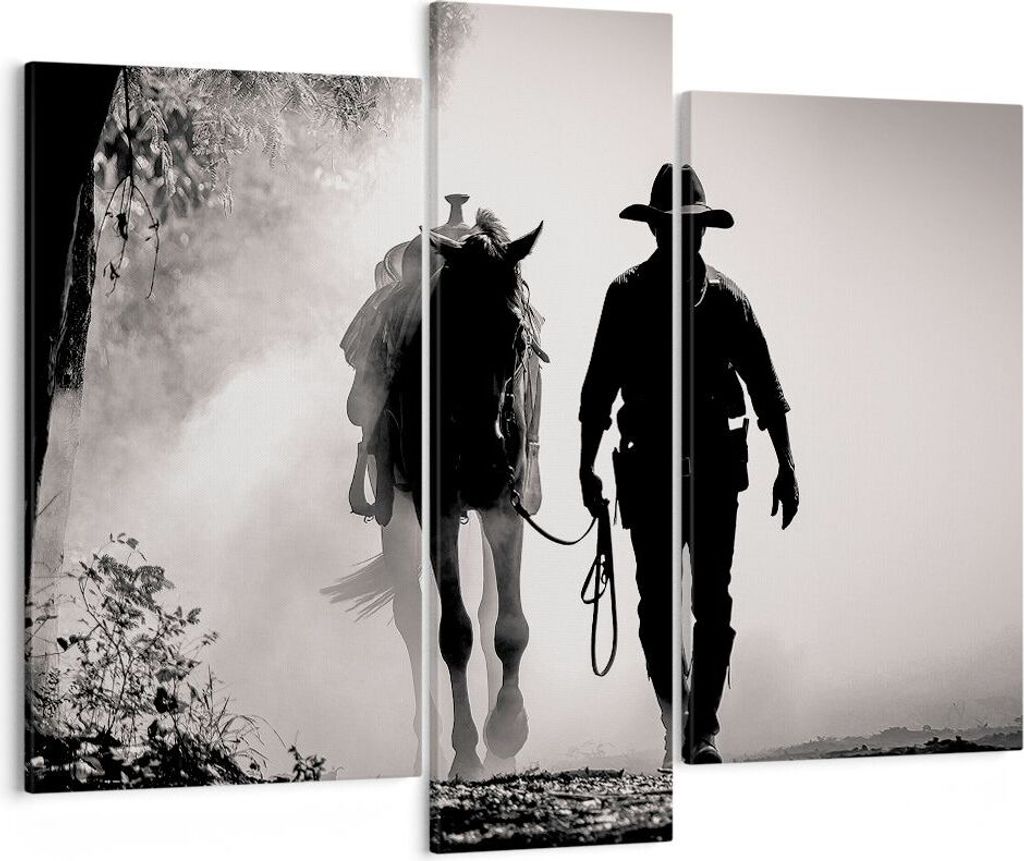 Bild auf Leinwand - Leinwandbild - 3 Teile - Cowboy Pferd Shady - 95x80cm - Wand Bild - Wanddeko - Wandbilder - Leinwanddruck - Bilder - Wanddekora...