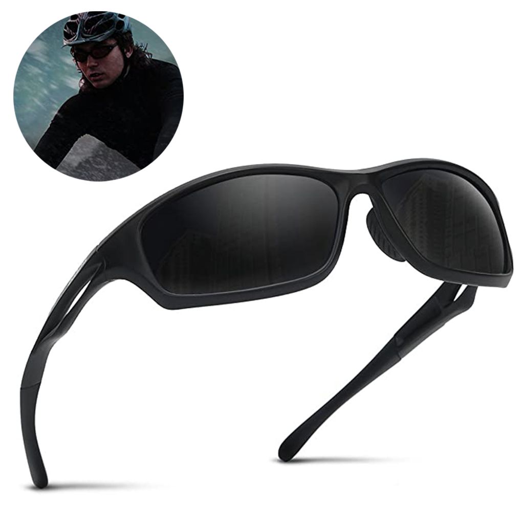 AORON Aluminium Herren Fahren Sonnenbrille Polarisiert UV400 Sportbrille Schwarz 