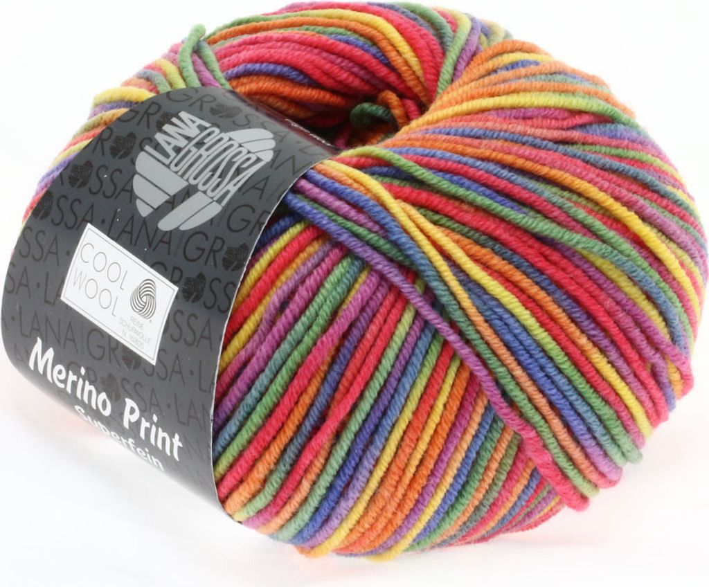 Lana Grossa - Cool Wool Print 0703 lila grün himbeer orange Produktbild 