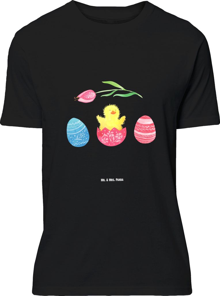 Mr. & Mrs. Panda Größe M T-Shirt Küken Schlüpfen - Schwarz - Geschenk, Ostergrüße, mit Spruch, Ostern, Frohe, Tshirt, Freude, Shirt, Herren, ...