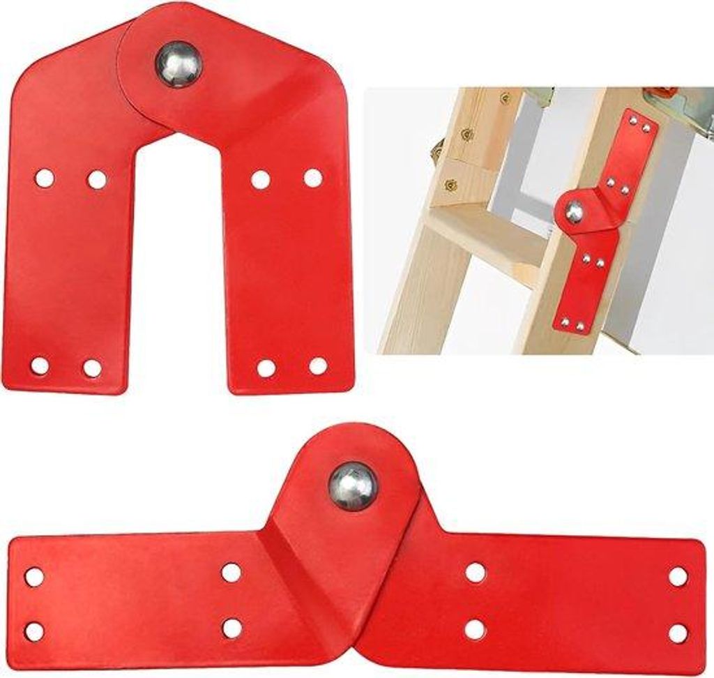 2er Scharnier-Set für Zollerverstiegen - 24*4.7*8.5cm - inkl. 16 Schrauben - Ersatzset für Klapptrapez in roter Visette-Muster