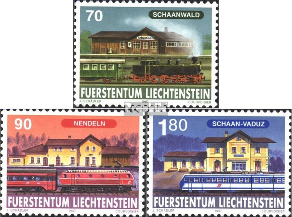 Briefmarken Liechtenstein 1997 Mi 1155-1157 (kompl.Ausg.) gestempelt 125 J. Eisenbahn