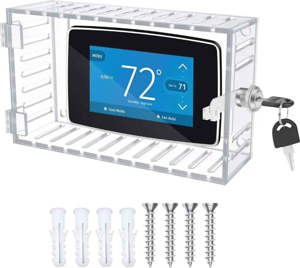 Couvercle de protection transparent pour thermostat avec serrure à clé - 2