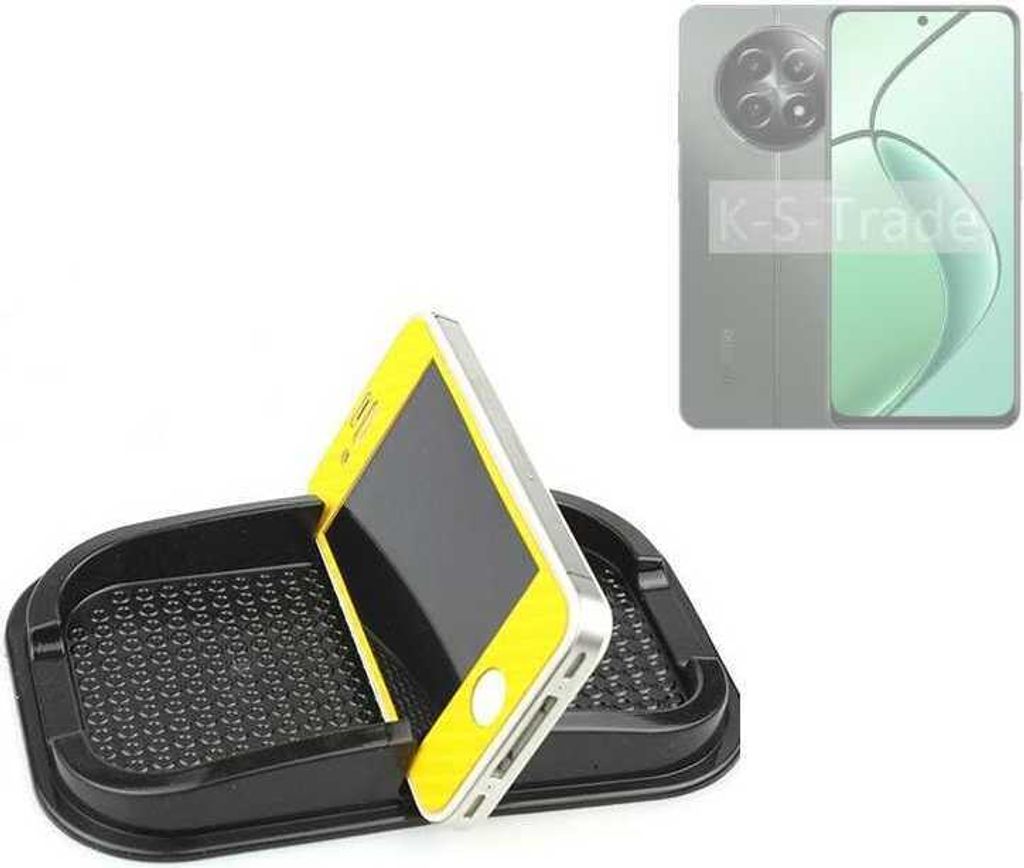 K-S-Trade Auto Anti Rutsch Matte Smartphone-Halter kompatibel mit Realme 12 5G Haft Pad Armaturenbrett Handy-Halterung Silikon