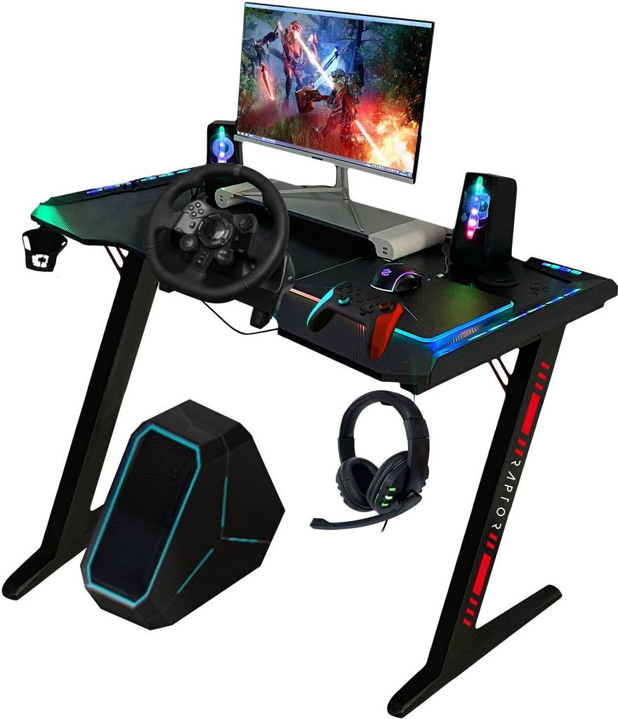 Raptor Gaming-Tisch GT100 120x60cm RGB schwarz RAPTOR-GAMING GT100-RGB