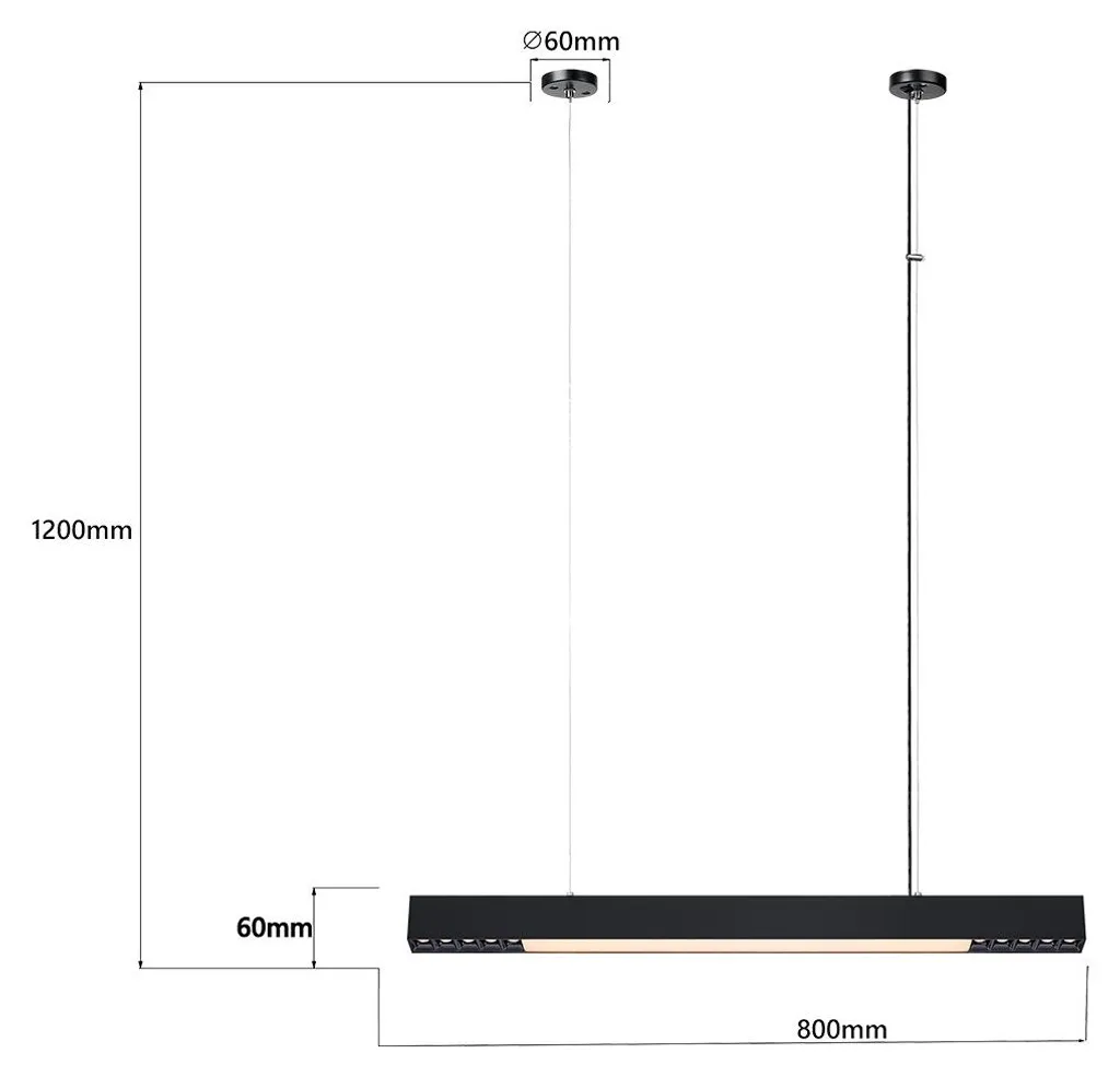 Suspension LED de Table à Manger 120cm CALI Noir Éclairage Réglable - 7