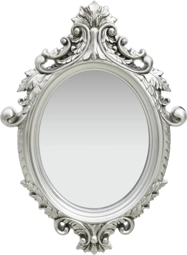 Specchio da Parete Argento 56x76 cm Stile Castello Barocco Vintage