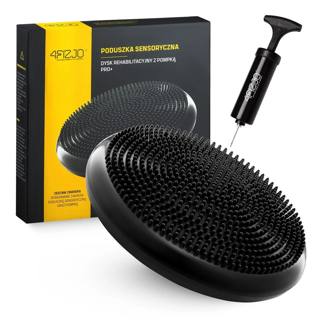 4FIZJO PRO+ Sensomotorisches Kissen Ø33 cm – Balance-Disk für Büro, Yoga & Rehabilitation Schwarz