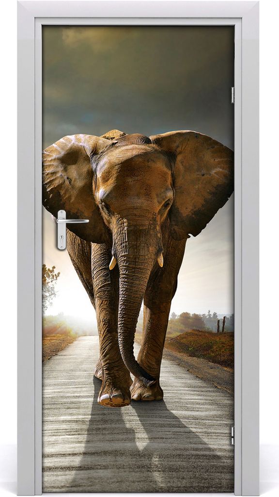 Tulup Türaufkleber 85x205 cm Dekorative Aufkleber Selbstklebend Wasserdichte Tapete Abnehmbar Schlafzimmer Wohnzimmer Wohnkultur - Elephant Walk
