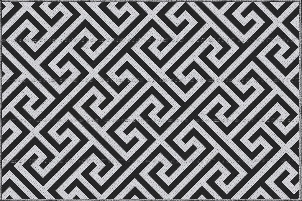 Tapis de terrasse pour salon de jardin 121 x 182 cm motif moderne