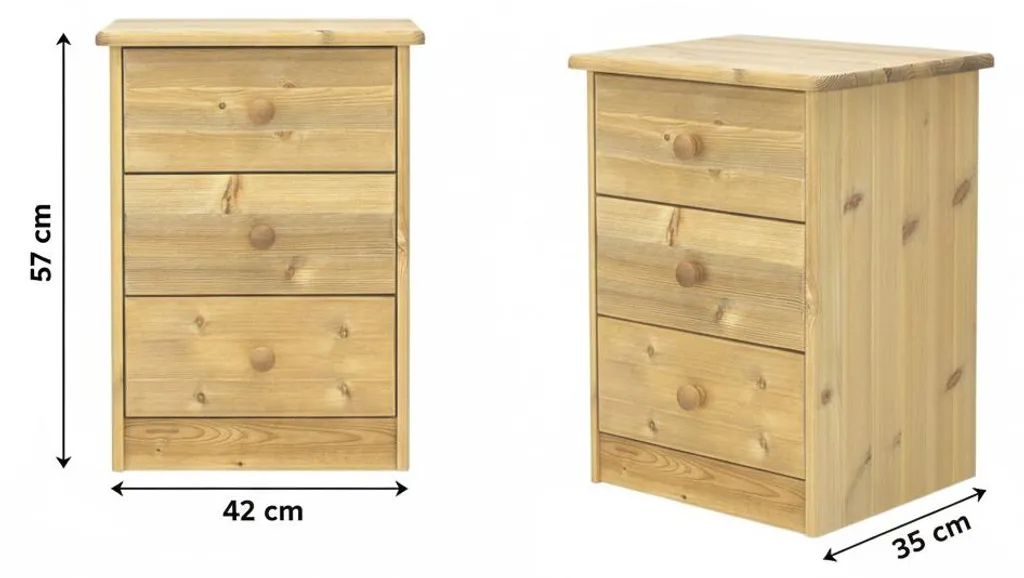 Commode 3 tiroirs Nelly teinté - Meuble de rangement bois style moderne