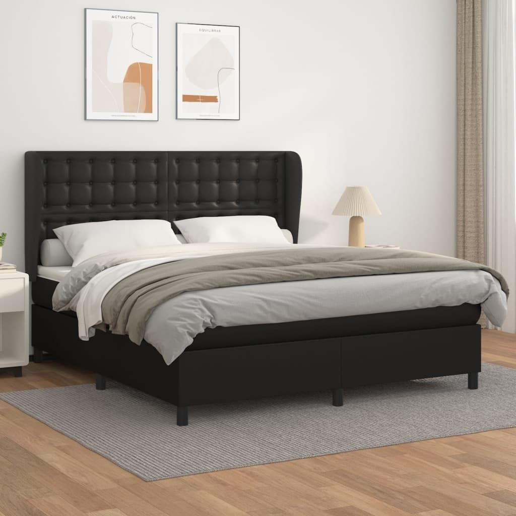Maison Exclusive - Boxspringbett mit Matratze Schwarz 180x200 cm Kunstleder