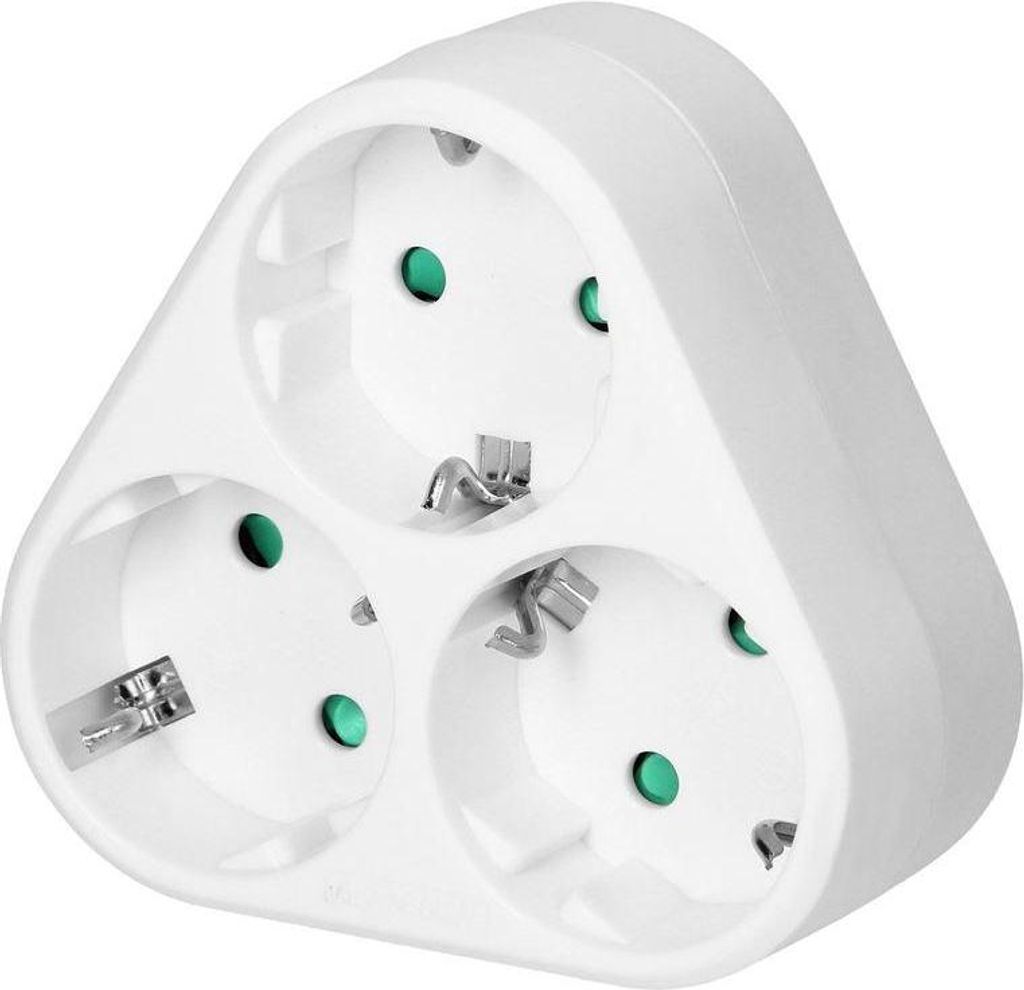 Répartiteur à trois voies 3x2P+Z (Schuko), blanc Image du produit 