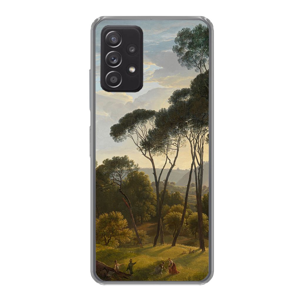 MuchoWow Handyhülle Schutzhülle Hülle für Samsung Galaxy A53 5G Italienische Landschaft mit Zirbelkiefer - Gemälde von Hendrik Voogd Silikon...